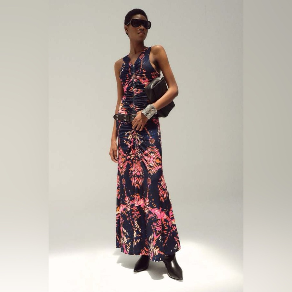 Maria Cher Ruched Midi Dress NWT